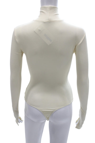 We Wore What Women Basic Turtleneck Long Sleeve Jumpsuit Beige Size XS