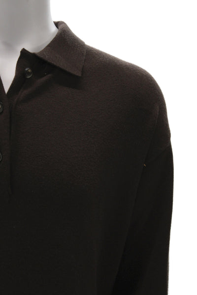 Zara Mens Pullover Sweater Brown Button Collared Long Sleeve Size M