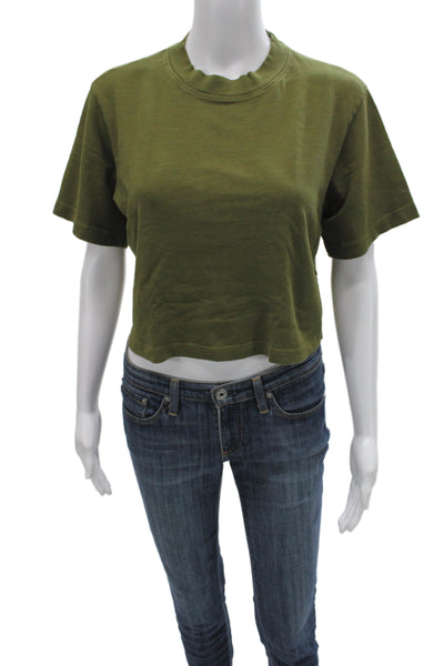 Cotton Citizen Women Cropped Green Cotton Tee Short Sleeve Size XS