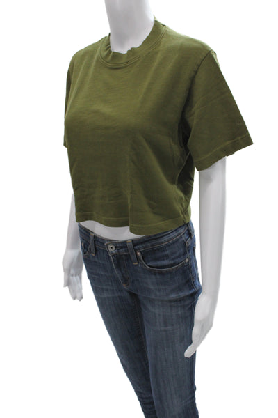 Cotton Citizen Women Cropped Green Cotton Tee Short Sleeve Size XS