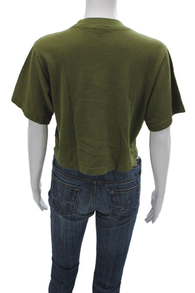 Cotton Citizen Women Cropped Green Cotton Tee Short Sleeve Size XS
