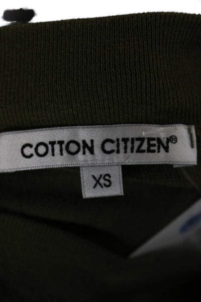 Cotton Citizen Womens Cropped Basic T Shirt Green Long Sleeve Crew Neck Size XS