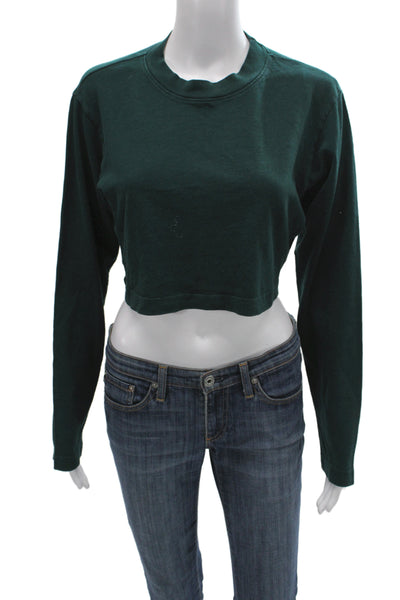 Cotton Citizen Women Cropped Long Sleeve T-Shirt Green Cotton 90s Size XS