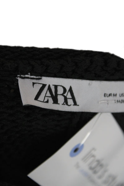 Zara Unisex Black Crew Neck Pullover Sweater Long Sleeve Size M