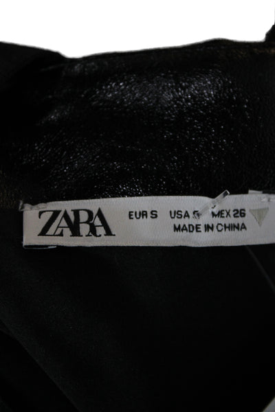 Zara Women Biker Tank Sleeveless Black Round Neck Size S