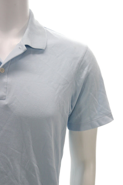Uniqlo Mens Short Sleeves Rugby Shirt Sky Blue Cotton Size Small
