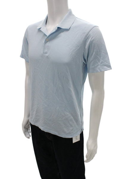 Uniqlo Mens Short Sleeves Rugby Shirt Sky Blue Cotton Size Small