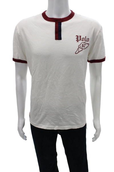 Polo Ralph Lauren Mens White Graphic Cotton T-Shirt Size M