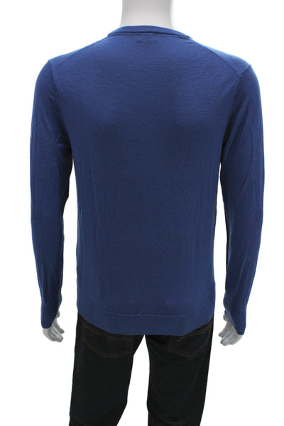 Uniqlo Men's Blue 100% Wool Pullover Crew Neck Sweater Long Sleeve Size S
