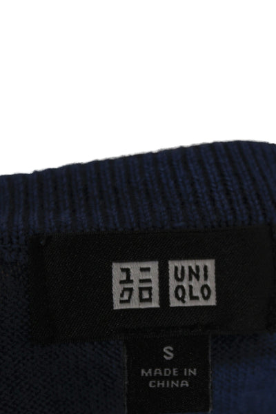Uniqlo Men's Blue 100% Wool Pullover Crew Neck Sweater Long Sleeve Size S