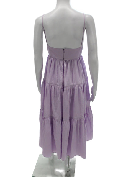 CO Womens Purple Maxi Slip Dress V Neck Sleeveless Knee Length Cotton Size S