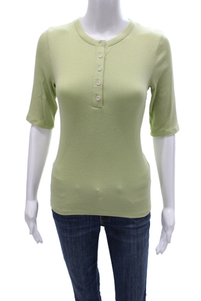 Vince Womens Basic Jersey Short Sleeve Crewneck T-Shirt Green Size M
