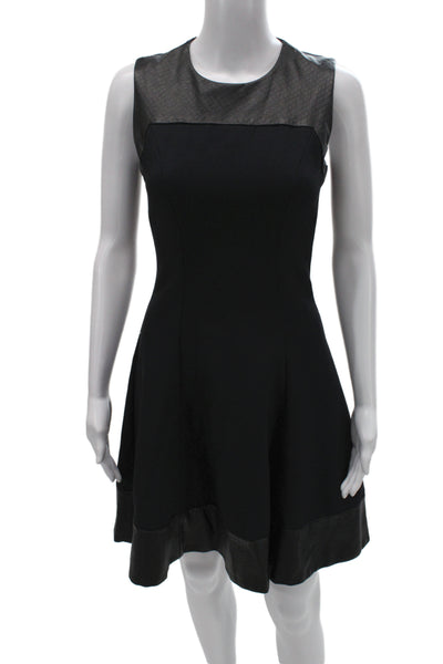 L'Agence Women Black A-Line Fit & Flare Sleeveless Wool Dress Zip Size S