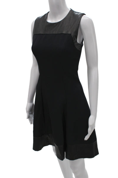 L'Agence Women Black A-Line Fit & Flare Sleeveless Wool Dress Zip Size S