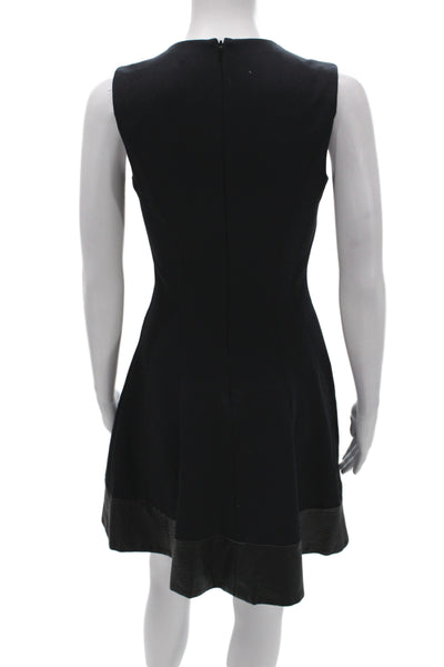 L'Agence Women Black A-Line Fit & Flare Sleeveless Wool Dress Zip Size S