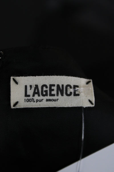 L'Agence Women Black A-Line Fit & Flare Sleeveless Wool Dress Zip Size S