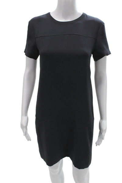 Theory Womens Shift T-Shirt Dress Black Short Sleeve Zip Size 4