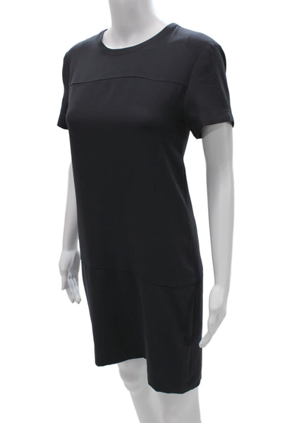 Theory Womens Shift T-Shirt Dress Black Short Sleeve Zip Size 4