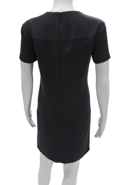 Theory Womens Shift T-Shirt Dress Black Short Sleeve Zip Size 4