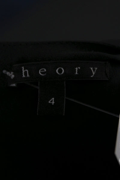 Theory Womens Shift T-Shirt Dress Black Short Sleeve Zip Size 4
