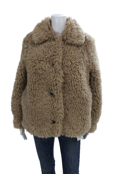 Zara Women Collared Beige Long Sleeve Button Classic Coat Size XS