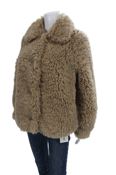 Zara Women Collared Beige Long Sleeve Button Classic Coat Size XS
