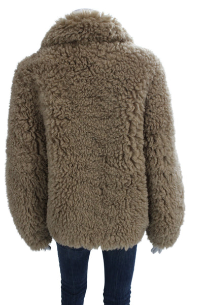 Zara Women Collared Beige Long Sleeve Button Classic Coat Size XS