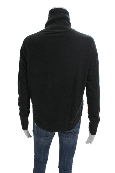 Sweaty Betty Womens Turtleneck Pullover Sweatshirt Black Drawstring Size XS