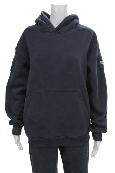 Comfrt Unisex Pullover Hoodie Dark Blue Zip Army Solid Fall Size XS