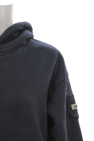 Comfrt Unisex Pullover Hoodie Dark Blue Zip Army Solid Fall Size XS