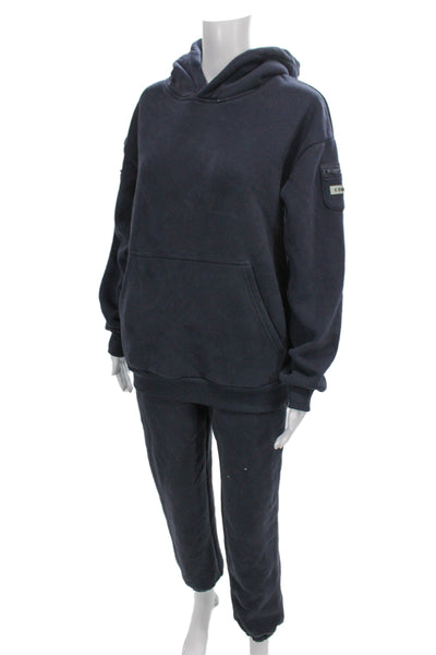 Comfrt Unisex Pullover Hoodie Dark Blue Zip Army Solid Fall Size XS