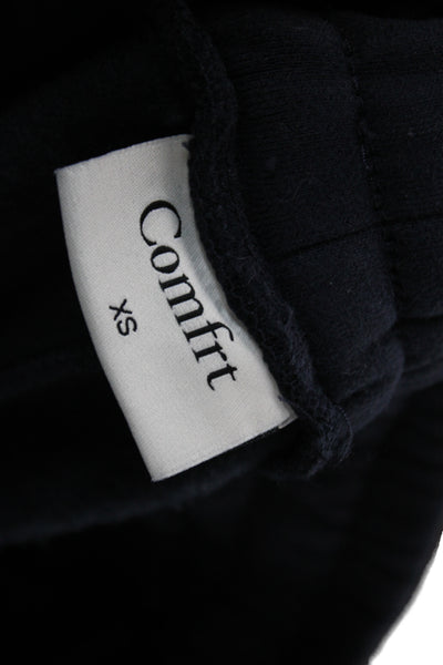Comfrt Unisex Pullover Hoodie Dark Blue Zip Army Solid Fall Size XS