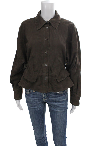 Zara Womens Brown Collared Button Viscose Long Sleeve Jacket Size M