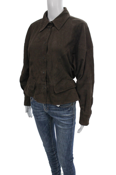 Zara Womens Brown Collared Button Viscose Long Sleeve Jacket Size M