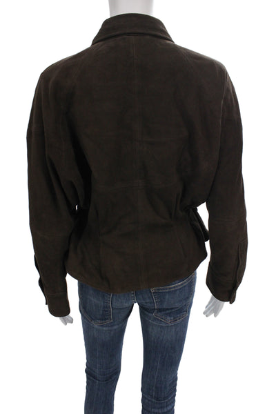 Zara Womens Brown Collared Button Viscose Long Sleeve Jacket Size M