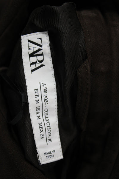 Zara Womens Brown Collared Button Viscose Long Sleeve Jacket Size M