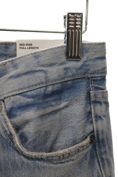 Zara Women Boyfriend Mom Jeans Light Blue Button 33in 100% Cotton Size 2