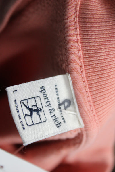 Sporty & Rich Unisex Pullover Sweatshirt Pink Cotton Long Sleeve Size L