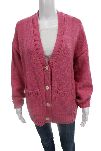 Alex Mill Unisex Pink V-Neck Button Cardigan Lambswool Blend Size M