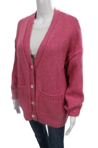 Alex Mill Unisex Pink V-Neck Button Cardigan Lambswool Blend Size M