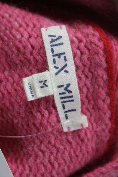 Alex Mill Unisex Pink V-Neck Button Cardigan Lambswool Blend Size M