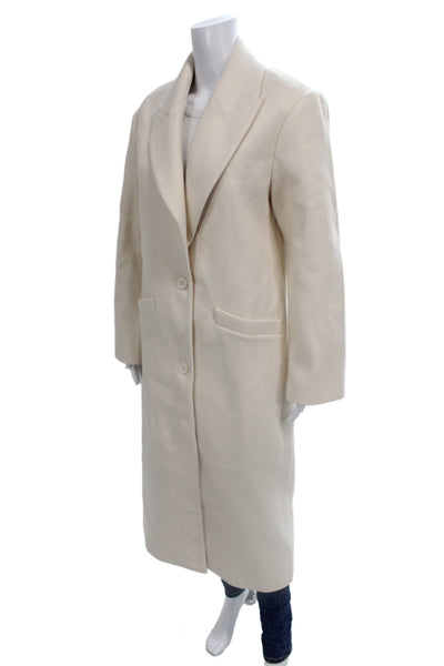 Lioness Women Overcoat Beige Collared Button Long Sleeve 100% Polyester Size XS
