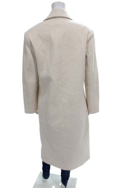 Lioness Women Overcoat Beige Collared Button Long Sleeve 100% Polyester Size XS