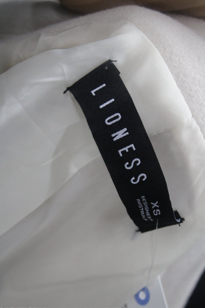 Lioness Women Overcoat Beige Collared Button Long Sleeve 100% Polyester Size XS