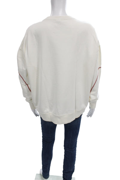 New Balance Unisex Pullover Sweatshirt White Cotton Long Sleeve Size M