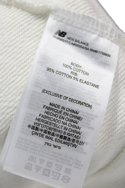 New Balance Unisex Pullover Sweatshirt White Cotton Long Sleeve Size M