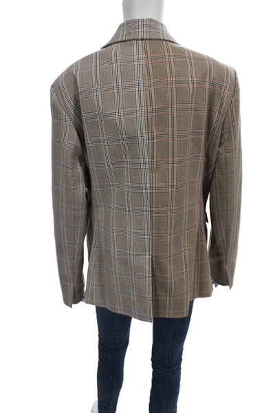 Drew Womens Double Breasted Plaid Long Sleeve Blazer Vest Suit Set Brown Size L