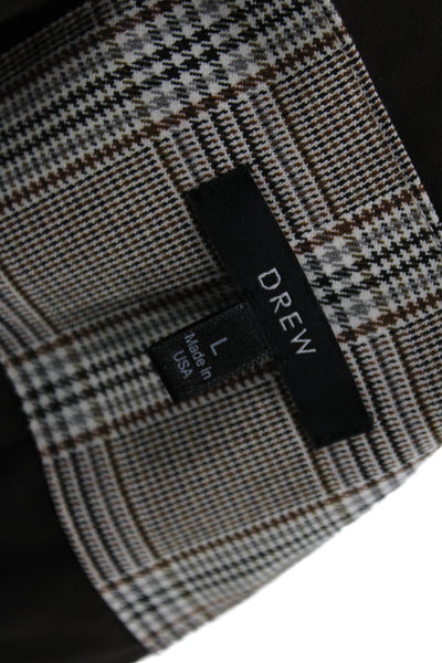 Drew Womens Double Breasted Plaid Long Sleeve Blazer Vest Suit Set Brown Size L
