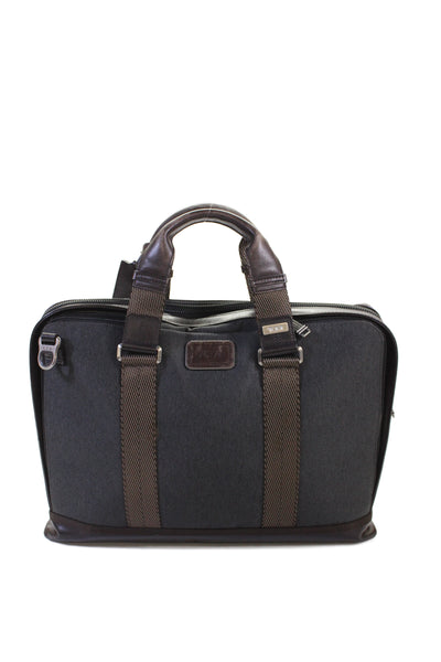 Tumi Unisex Adults Leather Trim Zip Laptop Handbag Gray Brown