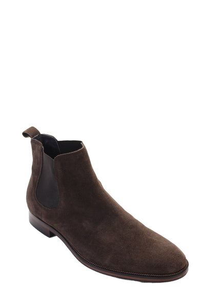 Bloomingdales The Mens Store Mens Suede Chelsea Boots Brown Size 9.5